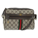 GUCCI GG Supreme Web Sherry Line Shoulder Bag PVC Beige Gold 010 378 Auth 147769-1