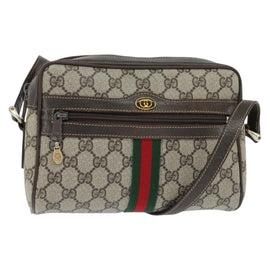 GUCCI GG Supreme Web Sherry Line Shoulder Bag PVC Beige Gold 010 378 Auth 147769