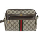 GUCCI GG Supreme Web Sherry Line Shoulder Bag PVC Beige Gold 010 378 Auth 147769-2