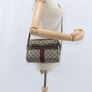 GUCCI GG Supreme Web Sherry Line Shoulder Bag PVC Beige Gold 010 378 Auth 147769-22