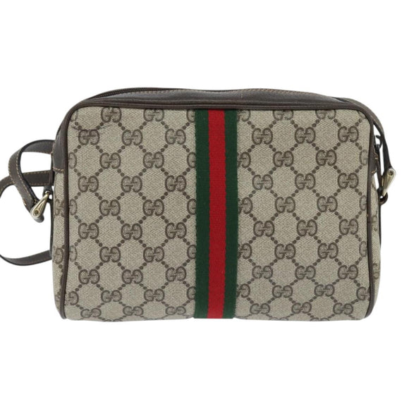 GUCCI GG Supreme Web Sherry Line Shoulder Bag PVC Beige Gold 010 378 Auth 147769