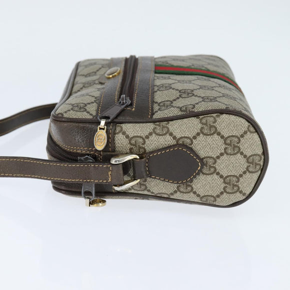 GUCCI GG Supreme Web Sherry Line Shoulder Bag PVC Beige Gold 010 378 Auth 147769