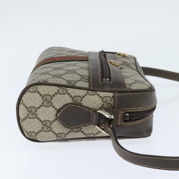 GUCCI GG Supreme Web Sherry Line Shoulder Bag PVC Beige Gold 010 378 Auth 147769