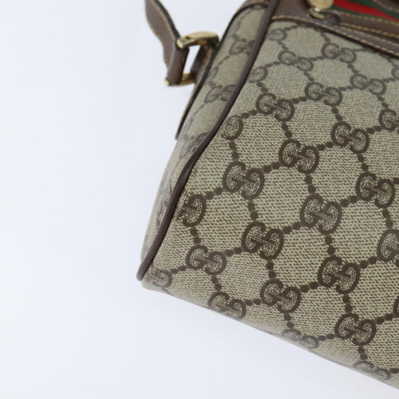 GUCCI GG Supreme Web Sherry Line Bag PVC Beige Gold 40 02 088 Auth 147770