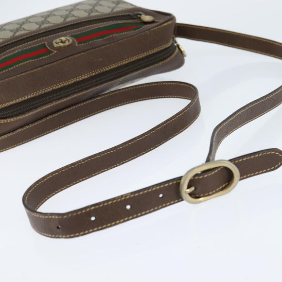 GUCCI GG Supreme Web Sherry Line Bag PVC Beige Gold 40 02 088 Auth 147770