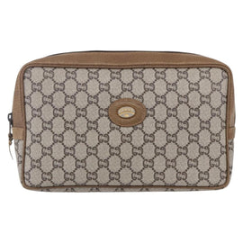 GUCCI GG Plus Supreme Clutch Bag PVC Beige Gold Auth 147771 - 0