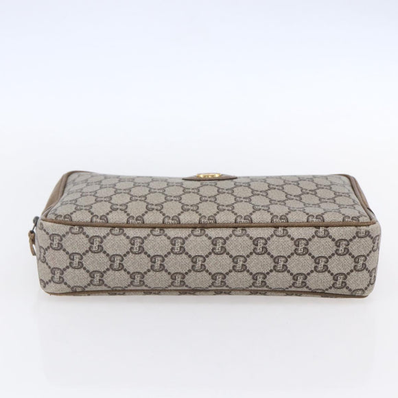 GUCCI GG Plus Supreme Clutch Bag PVC Beige Gold Auth 147771