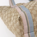 GUCCI GG Canvas Sherry Line Tote Bag Beige Pink Light blue 189669 Auth 147773-14