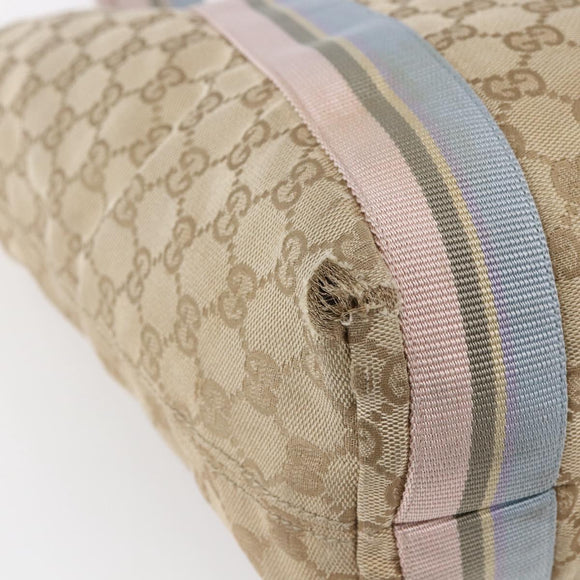 GUCCI GG Canvas Sherry Line Tote Bag Beige Pink Light blue 189669 Auth 147773