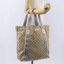 GUCCI GG Canvas Sherry Line Tote Bag Beige Pink Light blue 189669 Auth 147773-21