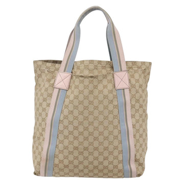 GUCCI GG Canvas Sherry Line Tote Bag Beige Pink Light blue 189669 Auth 147773 - 0