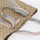 GUCCI GG Canvas Sherry Line Tote Bag Beige Pink Light blue 189669 Auth 147773-6