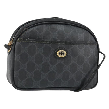 GUCCI GG Supreme Shoulder Bag PVC Black Gold 116 02 607 Auth 147775