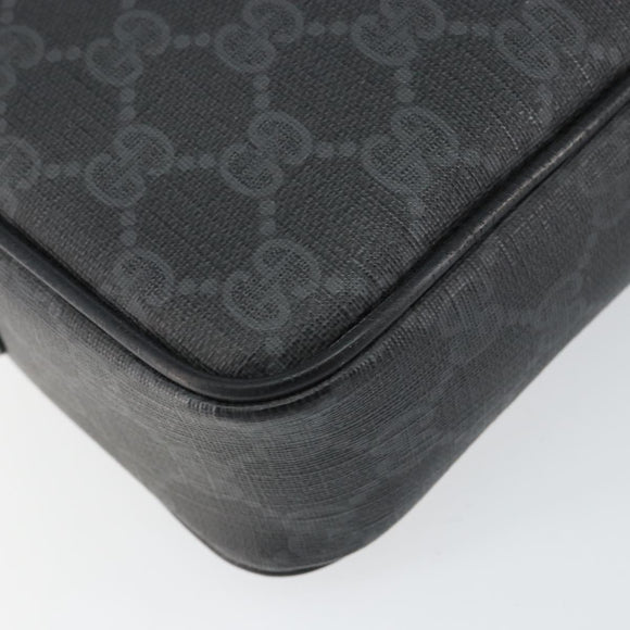 GUCCI GG Supreme Shoulder Bag PVC Black Gold 116 02 607 Auth 147775