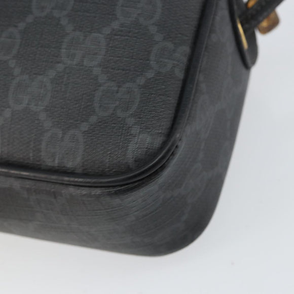 GUCCI GG Supreme Shoulder Bag PVC Black Gold 116 02 607 Auth 147775