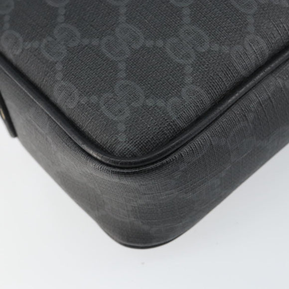 GUCCI GG Supreme Shoulder Bag PVC Black Gold 116 02 607 Auth 147775