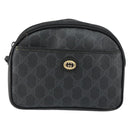 GUCCI GG Supreme Shoulder Bag PVC Black Gold 116 02 607 Auth 147775-2