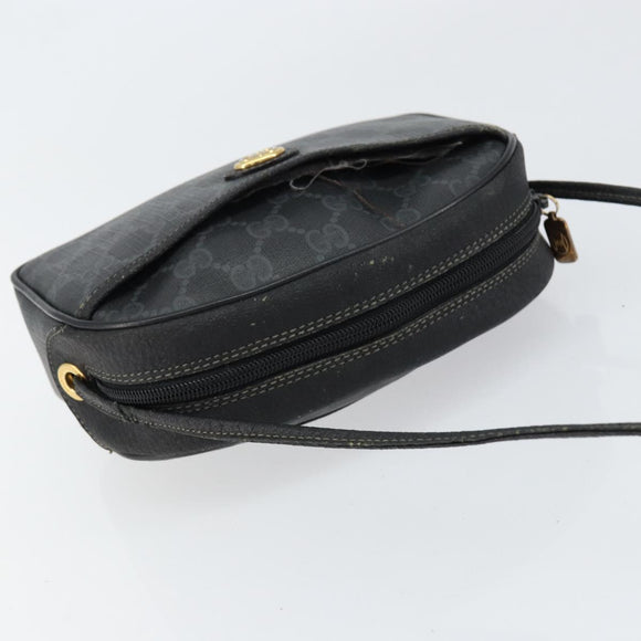 GUCCI GG Supreme Shoulder Bag PVC Black Gold 116 02 607 Auth 147775