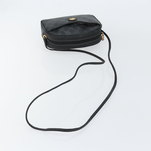 GUCCI GG Supreme Shoulder Bag PVC Black Gold 116 02 607 Auth 147775