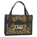 CELINE C Sulky Hand Bag Canvas Leather Brown Gold Auth 147776-1