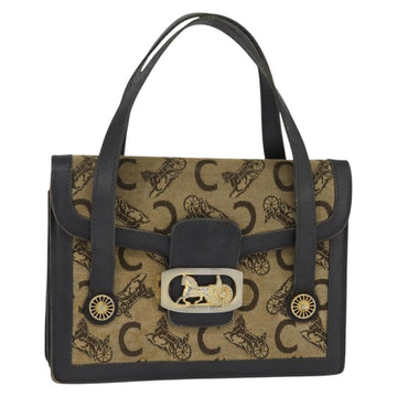 CELINE C Sulky Hand Bag Canvas Leather Brown Gold Auth 147776