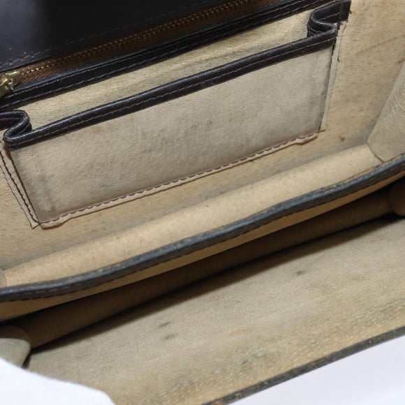 CELINE C Sulky Hand Bag Canvas Leather Brown Gold Auth 147776