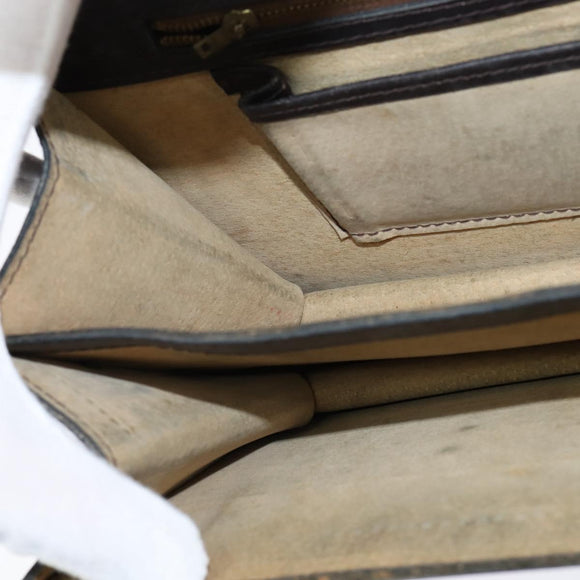 CELINE C Sulky Hand Bag Canvas Leather Brown Gold Auth 147776