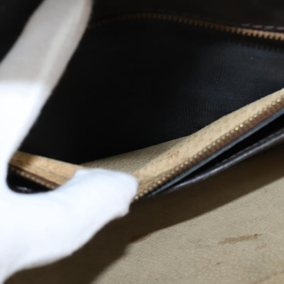 CELINE C Sulky Hand Bag Canvas Leather Brown Gold Auth 147776