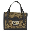 CELINE C Sulky Hand Bag Canvas Leather Brown Gold Auth 147776-2