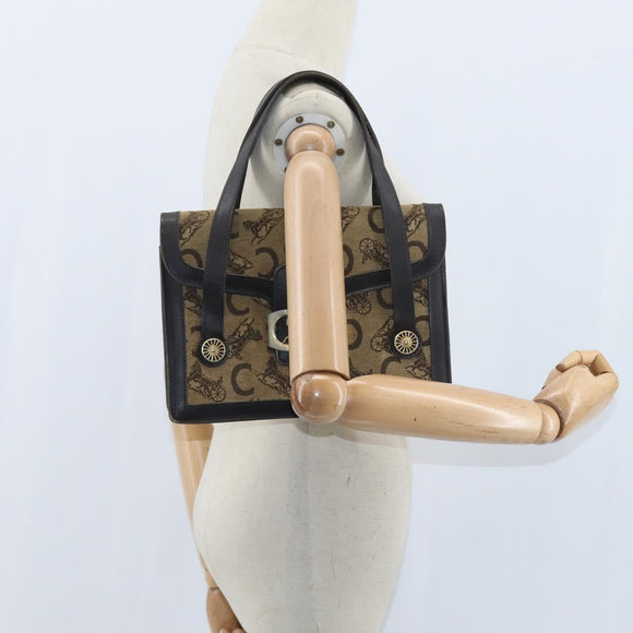 CELINE C Sulky Hand Bag Canvas Leather Brown Gold Auth 147776