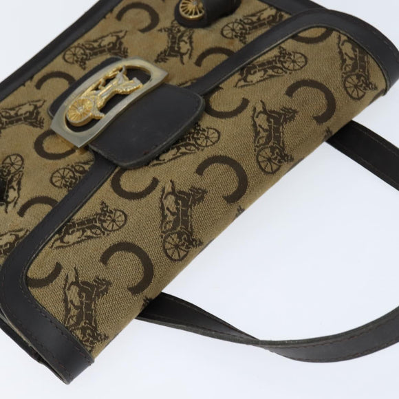 CELINE C Sulky Hand Bag Canvas Leather Brown Gold Auth 147776