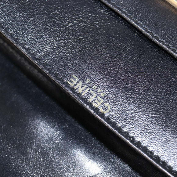 CELINE Shoulder Bag Leather Dark Brown Gold Auth 147777