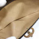 CELINE Shoulder Bag Leather Dark Brown Gold Auth 147777-23