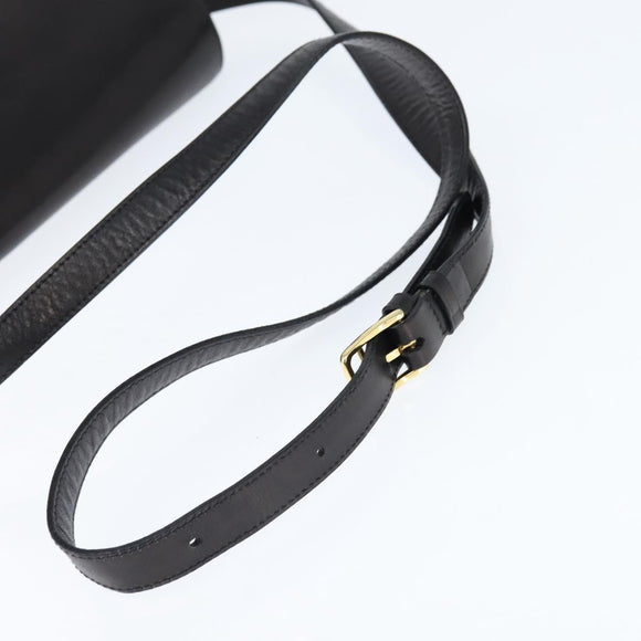 CELINE Shoulder Bag Leather Dark Brown Gold Auth 147777