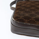 CELINE Macadam Canvas Shoulder Bag Suede Brown Gold Auth 147778-10