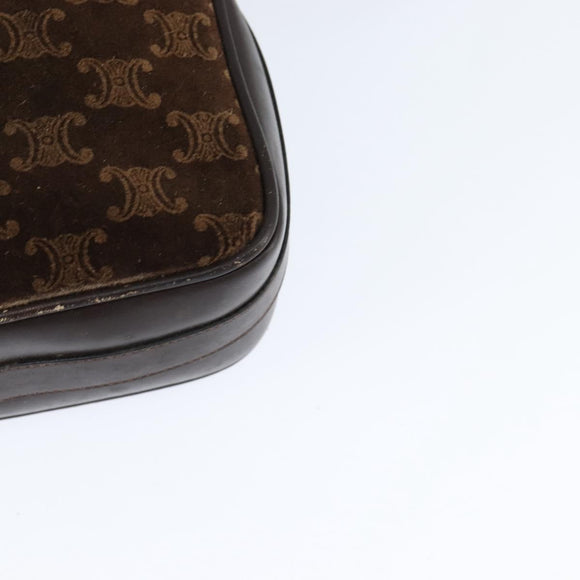 CELINE Macadam Canvas Shoulder Bag Suede Brown Gold Auth 147778