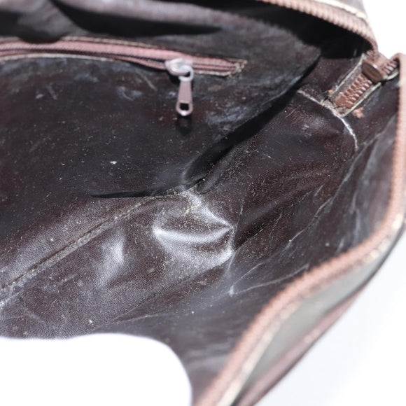 CELINE Macadam Canvas Shoulder Bag Suede Brown Gold Auth 147778