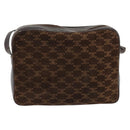 CELINE Macadam Canvas Shoulder Bag Suede Brown Gold Auth 147778-2