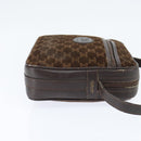 CELINE Macadam Canvas Shoulder Bag Suede Brown Gold Auth 147778-4