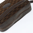 CELINE Macadam Canvas Shoulder Bag Suede Brown Gold Auth 147778-6