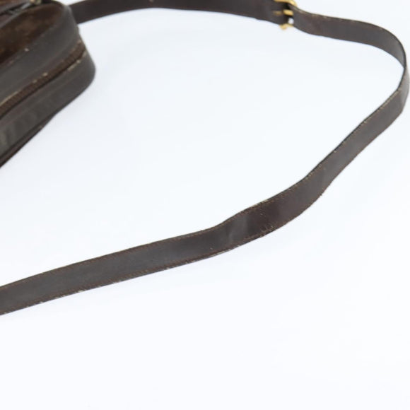 CELINE Macadam Canvas Shoulder Bag Suede Brown Gold Auth 147778