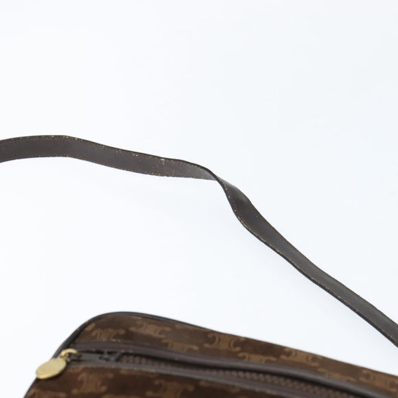 CELINE Macadam Canvas Shoulder Bag Suede Brown Gold Auth 147778