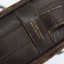 CELINE Macadam Canvas Shoulder Bag Suede Brown Gold Auth 147778-8