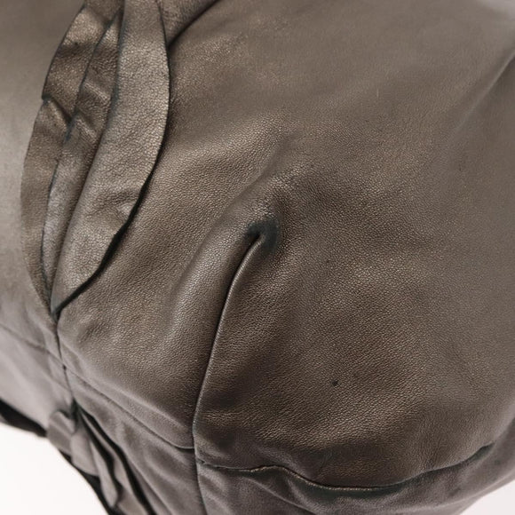 PRADA Shoulder Bag Leather Silver Auth 147780