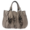 PRADA Shoulder Bag Leather Silver Auth 147780-2