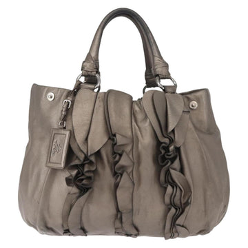 PRADA Shoulder Bag Leather Silver Auth 147780 - 0