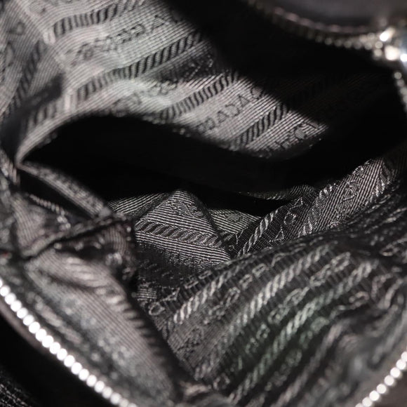 PRADA Shoulder Bag Leather Silver Auth 147780