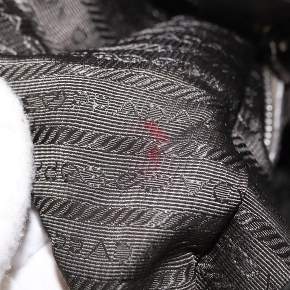 PRADA Shoulder Bag Leather Silver Auth 147780