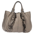 PRADA Shoulder Bag Leather Silver Auth 147780-3