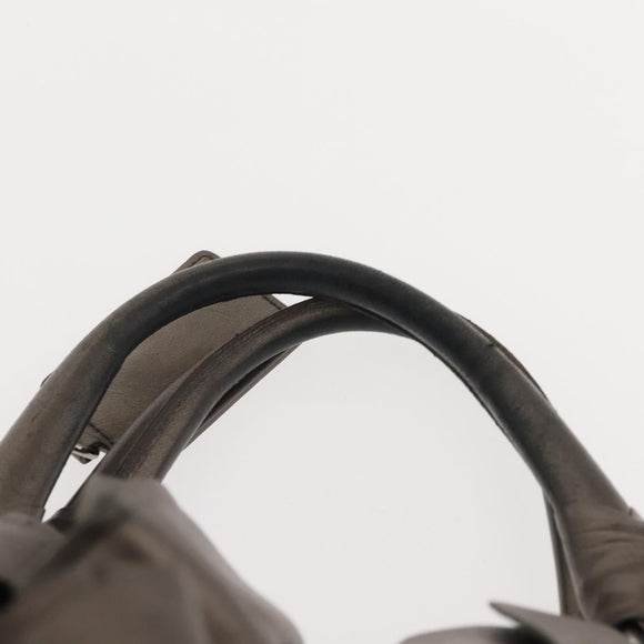 PRADA Shoulder Bag Leather Silver Auth 147780